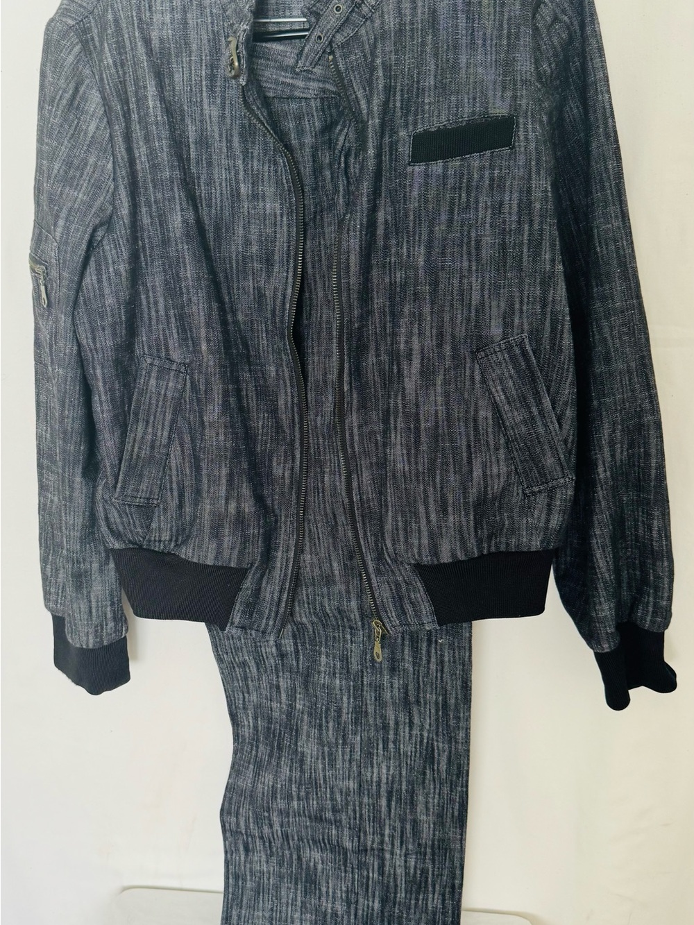 Larry Levine Black/Charcoal acid washed denim 2 piece